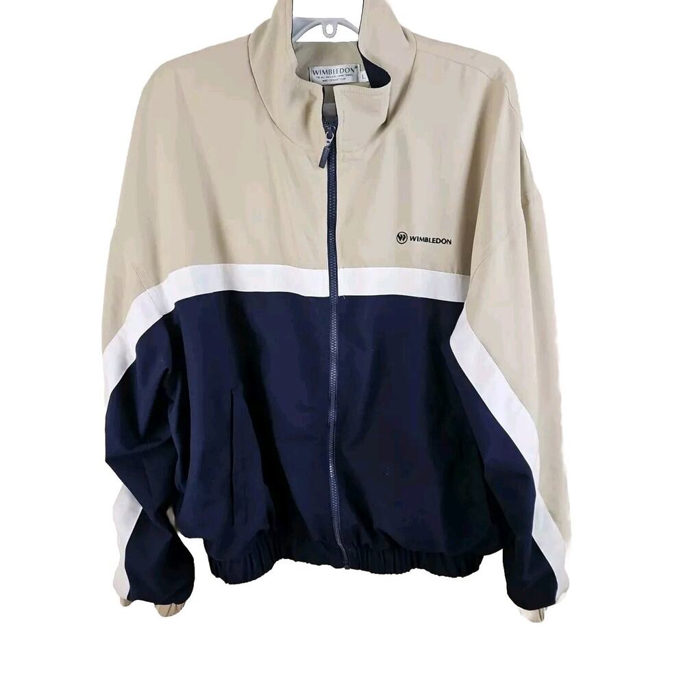 Vtg Wimbledon Windbreaker jacket Men L Full Zip Color block Lined pockets